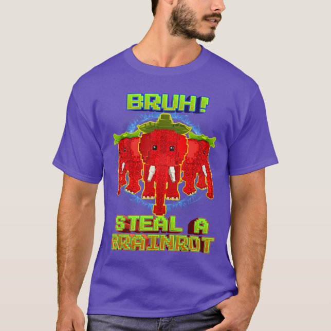 Bruh Funny Strawberry Elephant Brainrot for Boys K T-Shirt (Vorderseite)