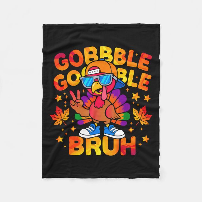 Bruh Funny Thanksgiving Turkey Gobble Outfit Boys  Fleecedecke (Vorderseite)