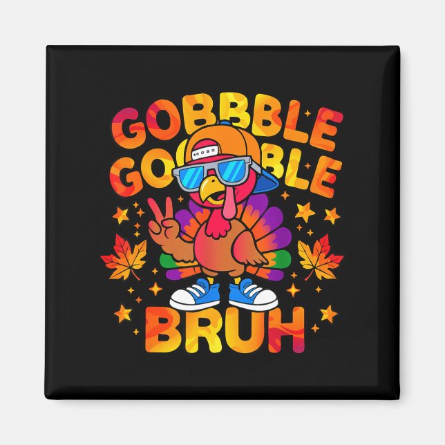 Bruh Funny Thanksgiving Turkey Gobble Outfit Boys  Magnet (Vorne)