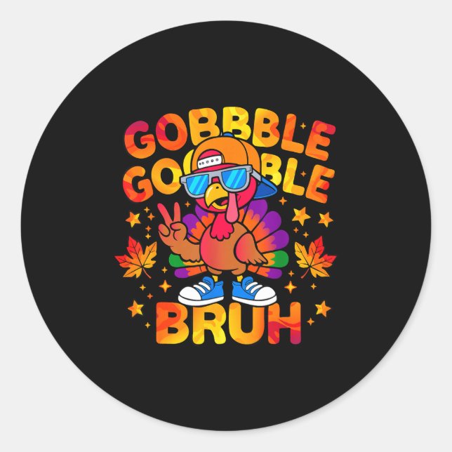 Bruh Funny Thanksgiving Turkey Gobble Outfit Boys  Runder Aufkleber (Vorderseite)