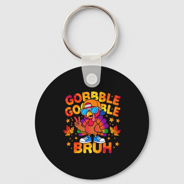 Bruh Funny Thanksgiving Turkey Gobble Outfit Boys  Schlüsselanhänger (Vorderseite)