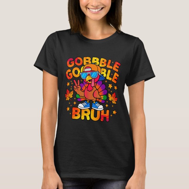 Bruh Funny Thanksgiving Turkey Gobble Outfit Boys  T-Shirt (Vorderseite)