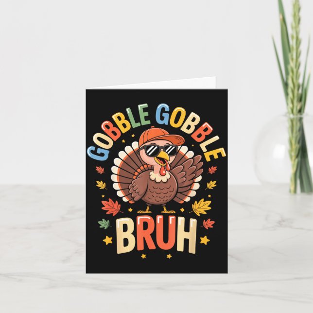 Bruh Funny Thanksgiving Turkey Gobble Shirt Boys G Karte (Vorderseite)