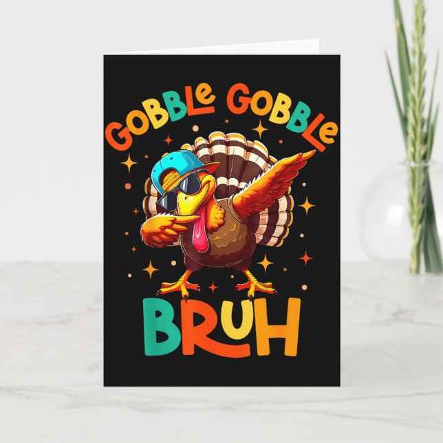 Bruh Funny Thanksgiving Turkey Gobble Shirt Boys G Karte (Vorderseite)