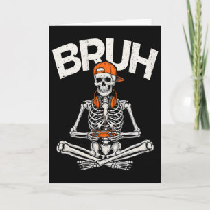 Bruh-Gamer-Skelett-Halloween-Videospiel-Controller Karte