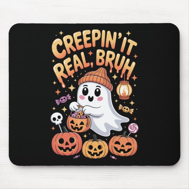 Bruh Geist Halloween Süßer Geist Süßigkeiten oder  Mousepad (Vorne)