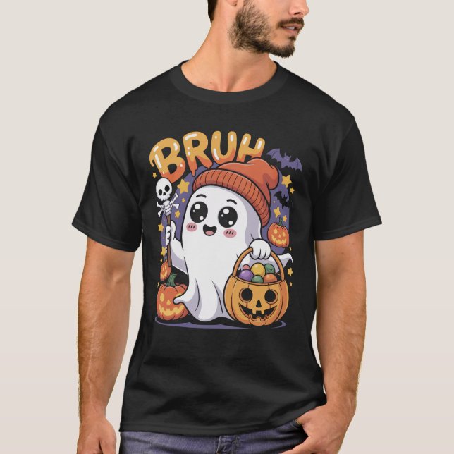 Bruh Ghost freut sich Halloween Trick oder Treat P T-Shirt (Vorderseite)
