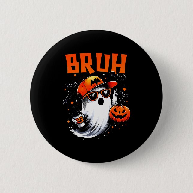 Bruh Ghost Halloween Cute Ghost Trick Or Treat Can Button (Vorderseite)