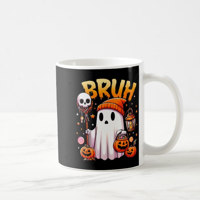 Bruh Ghost Halloween Cute Ghost Trick Or Treat Can Kaffeetasse (Rechts)