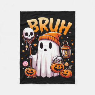 Bruh Ghost Halloween Niedlich Ghost Trick oder Tre Fleecedecke