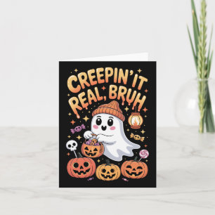 Bruh Ghost Halloween Niedlich Ghost Trick oder Tre Karte