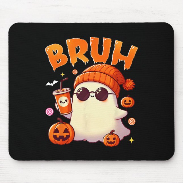 Bruh Ghost Halloween Niedlich Ghost Trick oder Tre Mousepad (Vorne)