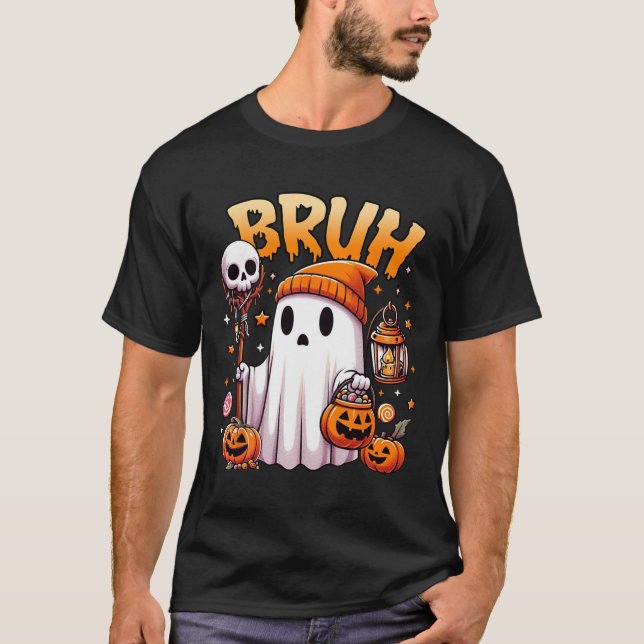 Bruh Ghost Halloween Niedlich Ghost Trick oder Tre T-Shirt (Vorderseite)