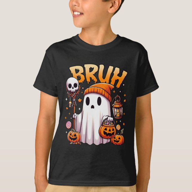 Bruh Ghost Halloween Niedlich Ghost Trick oder Tre T-Shirt (Vorderseite)