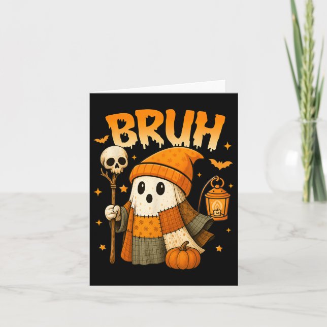 Bruh Ghost Halloween Niedlich Platwork Ghost Trick Karte (Vorderseite)