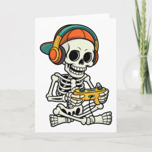 Bruh Halloween Boys Kids Gamer Mens Skeleton Video Karte