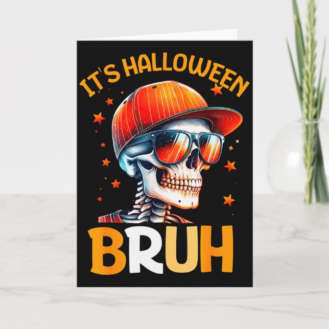 Bruh Halloween Boys Kids Halloween Skeleton  Karte (Vorderseite)