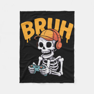 Bruh Halloween Jungen Kinder Gamer Männer Skelett Fleecedecke