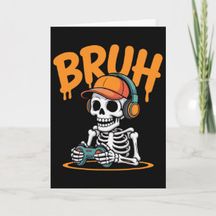 Bruh Halloween Jungen Kinder Gamer Männer Skelett Karte
