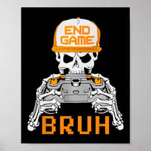 Bruh Halloween Jungen Kinder Gamer Männer Skelett Poster