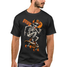 Bruh Halloween-Shirt - Lustiger Skelett-Skateboard