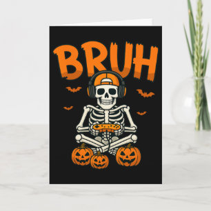 Bruh Halloween-Skelett-Gamer-Video-Gaming-Jungen M Karte