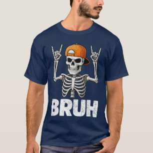 Bruh Halloween-Skelett Rock On für Männer Jungen O T-Shirt