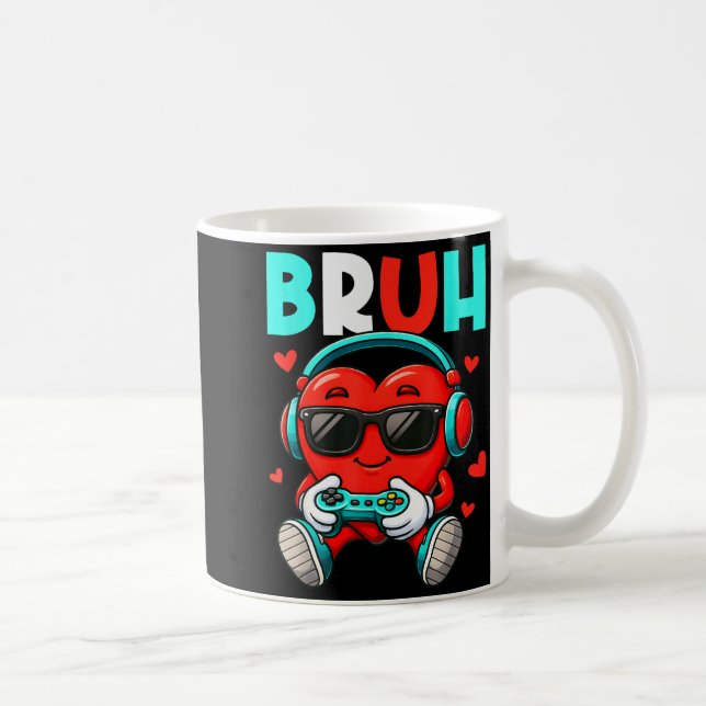 Bruh Heart Gamer Video Gaming Controller Valentins Kaffeetasse (Rechts)