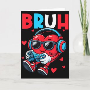 Bruh Heart Gamer Video Gaming Controller Valentins Karte
