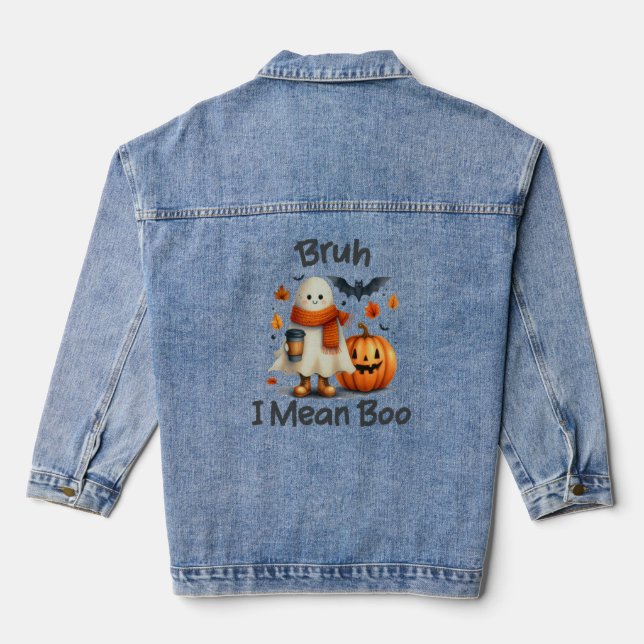 Bruh I Gemein Boo, Funny Ghost Jeansjacke (Rückseite)