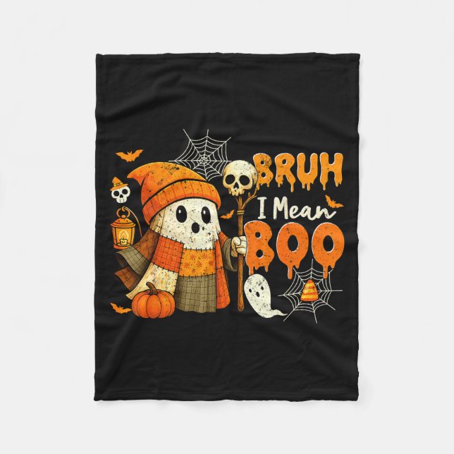 Bruh I Mean Boo Soky Ghost Costume Funny Trick Or  Fleecedecke (Vorderseite)