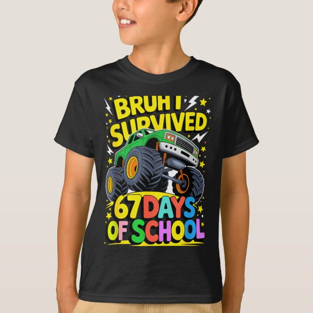Bruh I Survived 67 Days Of School Six Seven Meme T T-Shirt (Vorderseite)