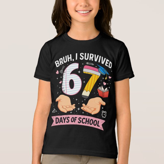 Bruh I survived 67 days of school Tri-Blend Shirt (Vorderseite)