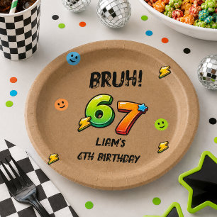 Bruh ich bin 6 nicht 7 Jungen 6. Geburtstag Pappteller