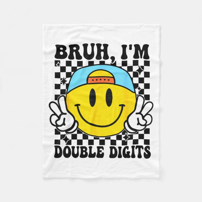 Bruh I'm Double Digits 10 Year Old Boy Birthday 10 Fleecedecke (Vorderseite)