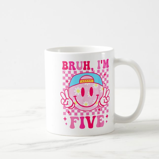 Bruh I'm Five 5 5th Birthday Girls Groovy 5 Years  Kaffeetasse (Rechts)