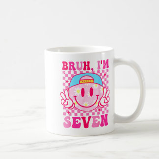 Bruh I'm Seven 7 7th Birthday Girls Groovy 7 Years Kaffeetasse