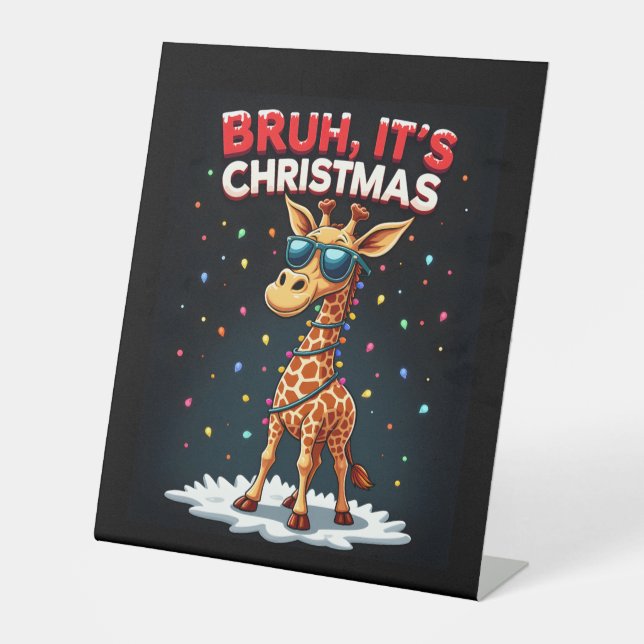 Bruh It's Christmas Giraffe Funny Dabbing Long Sle Sockelschild (Vorderseite)