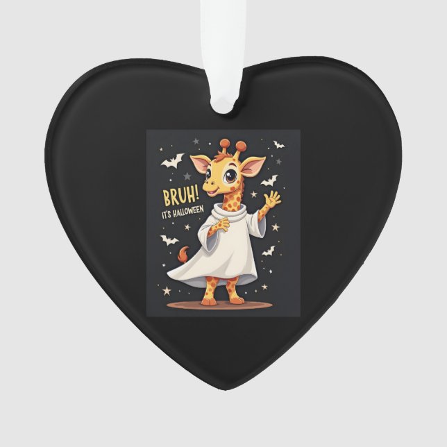 Bruh Its Halloween Funny Dabbing Ghost Giraffe Lon Ornament (Vorderseite)