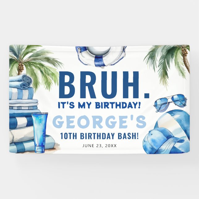 BRUH.. It's My Birthday! Boy Birthday Party Banner (Horizontal)