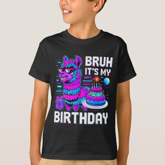Bruh Its My Birthday Llama Nata Boy Girl Family Pa T-Shirt (Vorderseite)