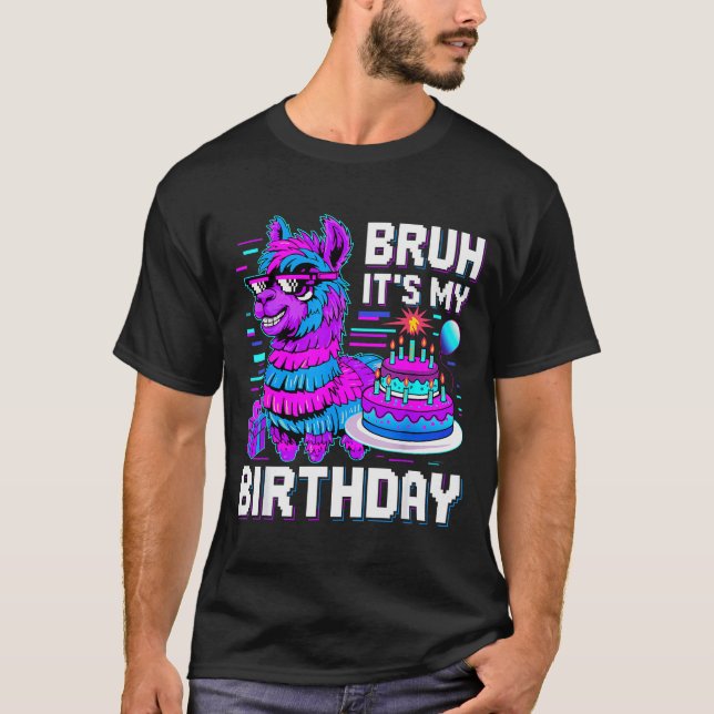 Bruh Its My Birthday Llama Nata Boy Girl Family Pa T-Shirt (Vorderseite)