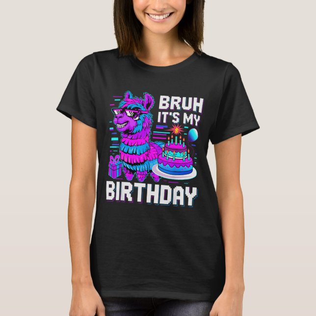 Bruh Its My Birthday Llama Nata Boy Girl Family Pa T-Shirt (Vorderseite)