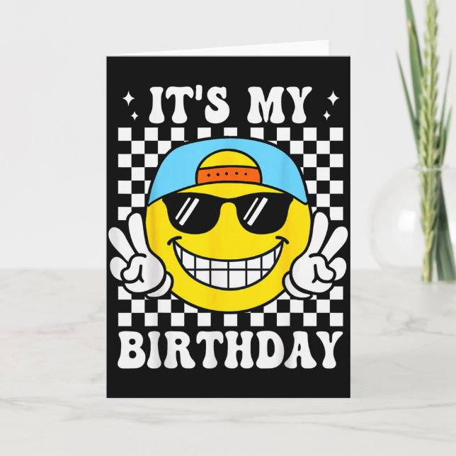 Bruh It's My Birthday Peace Sign Smile Birthday Fo Karte (Vorderseite)