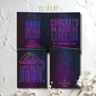 Bruh It's Your Birthday Neon Pizza Party Karte