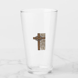 Bruh Jesus liebt dich Kreuz Vintage Christlich Vec Glas