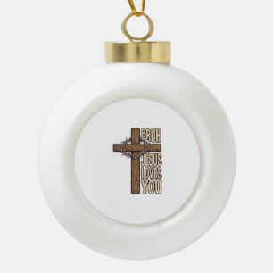 Bruh Jesus liebt dich Kreuz Vintage Christlich Vec Keramik Kugel-Ornament