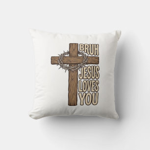 Bruh Jesus Liebt Dich Kreuz Vintage Christlich Vec Kissen