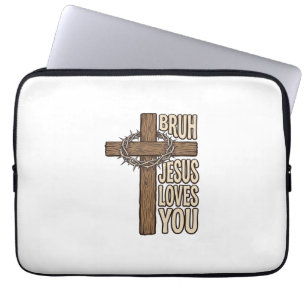 Bruh Jesus Liebt Dich Kreuz Vintage Christlich Vec Laptopschutzhülle