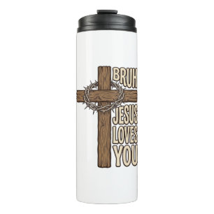 Bruh Jesus Liebt Dich Kreuz Vintage Christlich Vec Thermosbecher